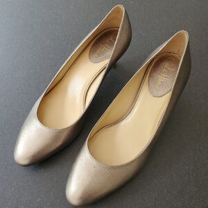 Cole Haan Nike Air Gemma Gold 2.25" Inch Heel Leather Pumps